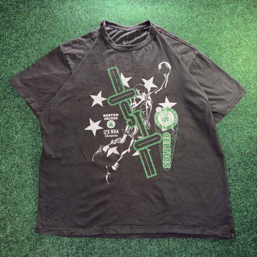 NBA Boston Celtics 17x Champs T Shirt Men's Size Large Gray Graphic Shirt